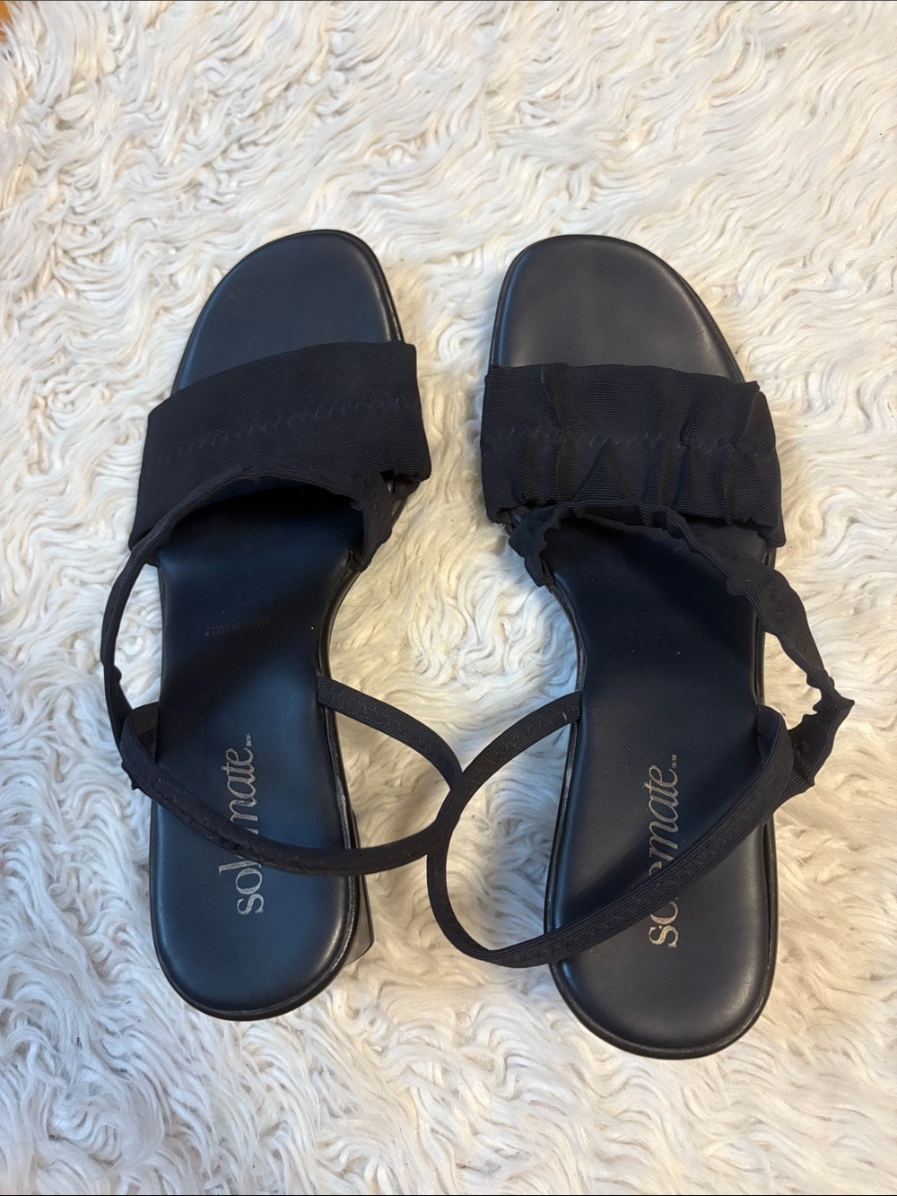 Blue Ruched Strap Ankle-Tie Women's Sandals